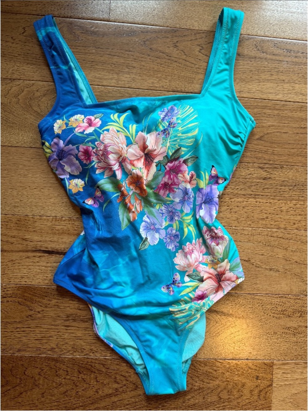 Johnny Was Turquoise Floral Tropical One-Piece Swimsuit Like New 1X 🌸🪸✨